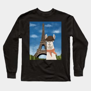 Llama In Paris Long Sleeve T-Shirt